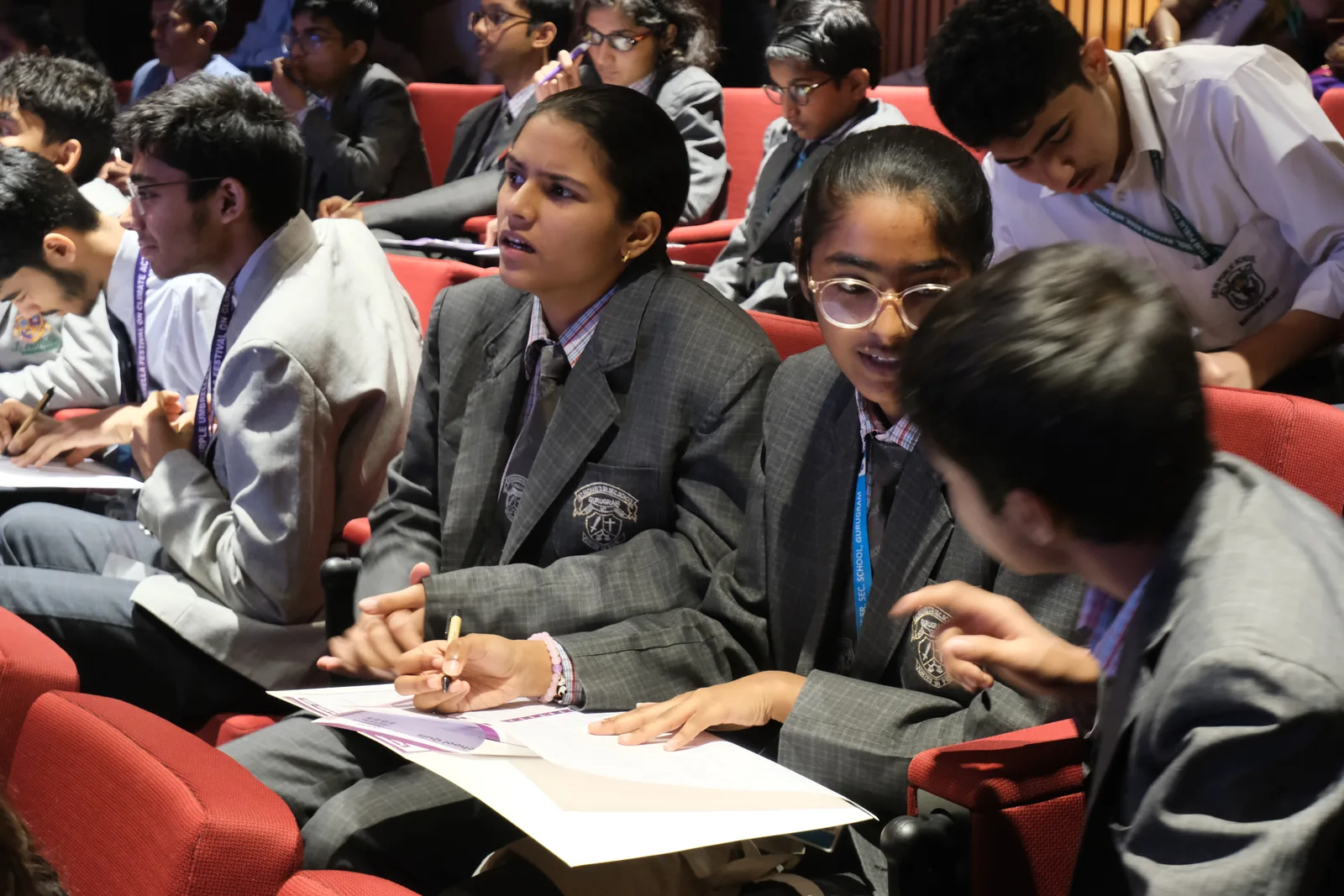 Students reflecting together during a well-being session